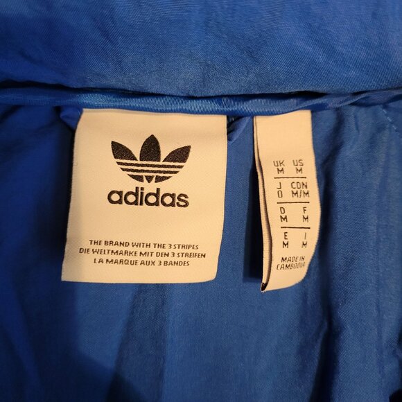 Vtg Adidas Trefoil Packable Hood Windbreaker Track Jacket M Pockets Blue Y2K - Picture 5 of 12